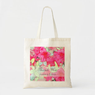 beautiful art pink azalea flowers wedding favour tote bag