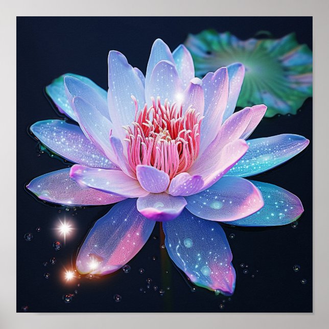Beautiful Art Water Lily Violets Poster (Front)