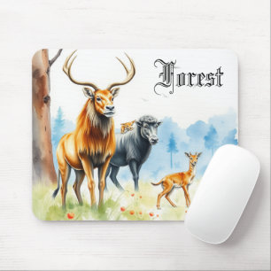 Beautiful art wildlife painting in forest Animals Mouse Pad