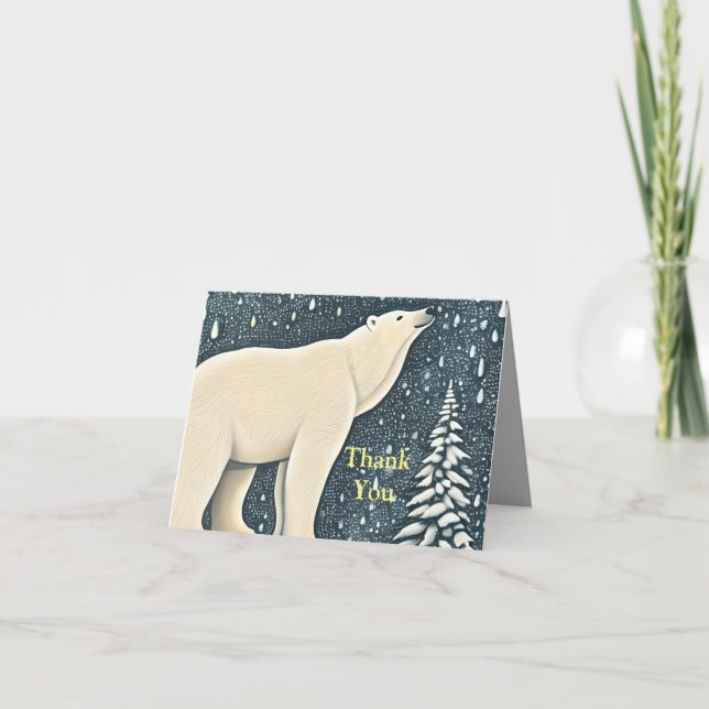 Beautiful Artic Polar Bear Thank You Card (Front)