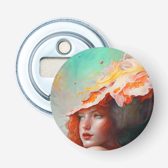 Beautiful Artistic Abstract Red Haired Ginger Girl Bottle Opener (Front)