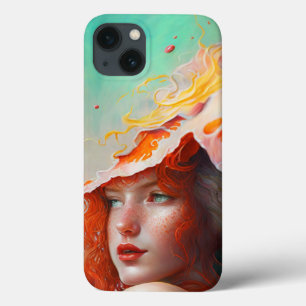 Beautiful Artistic Abstract Red Haired Ginger Girl iPhone 13 Case