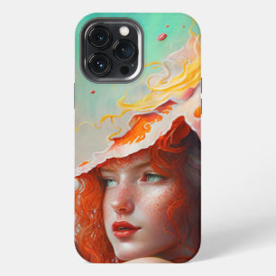 Beautiful Artistic Abstract Red Haired Ginger Girl iPhone 13 Pro Max Case