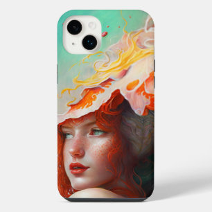 Beautiful Artistic Abstract Red Haired Ginger Girl iPhone 14 Plus Case