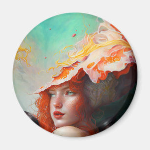 Beautiful Artistic Abstract Red Haired Ginger Girl Magnet