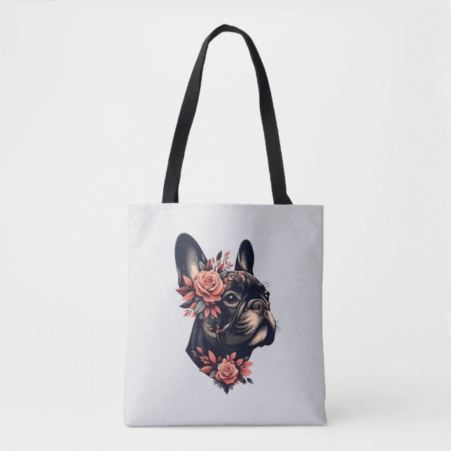 Beautiful artistic Frenchie Tote Bag (Front)