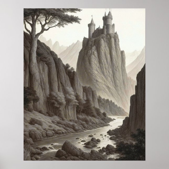 Beautiful Artistic Mediaeval Landscape Poster (Front)
