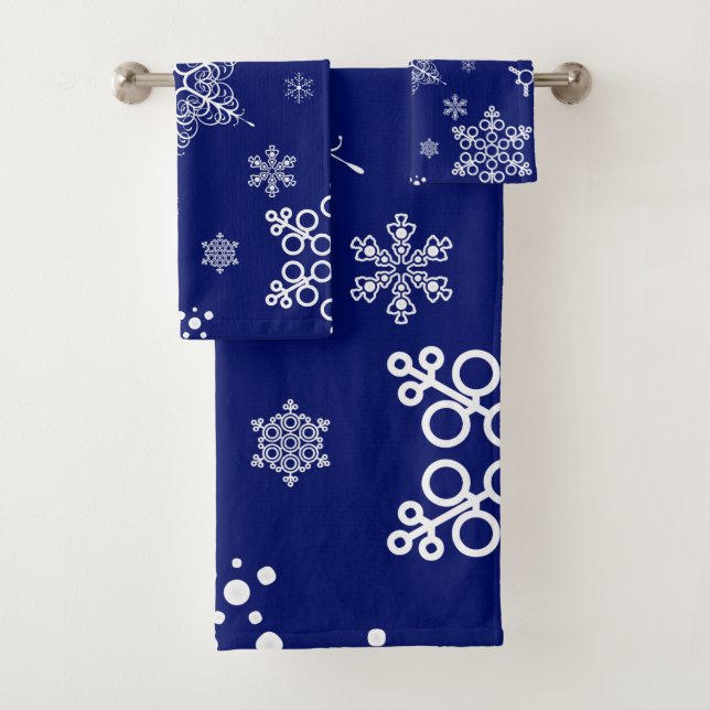 Beautiful artistic Snowflakes Pattern Christmas Bath Towel Set (Insitu)