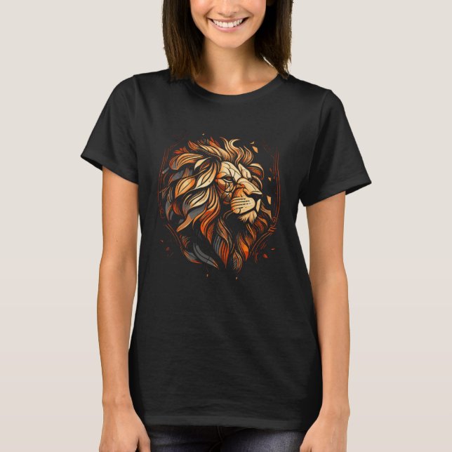 Beautiful Artistic Stained Glass Style Lion T-Shirt (Front)