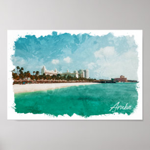 Beautiful Aruba Tropical Island Travel Poster