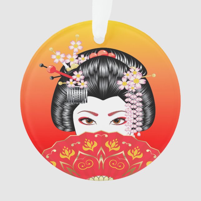 Beautiful Asian Woman Ornament (Front)
