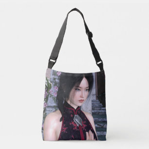 Beautiful Asian Woman Traditional Dress Crossbody Bag