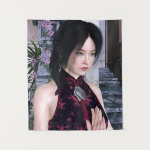 Beautiful Asian Woman Traditional Dress Tapestry