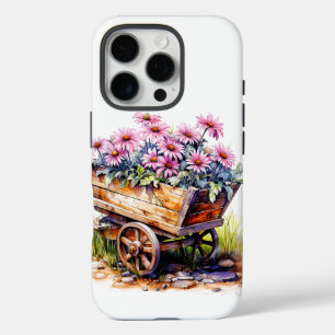 Beautiful Aster Flowers In A Wheel Barrel iPhone 16 Pro Case