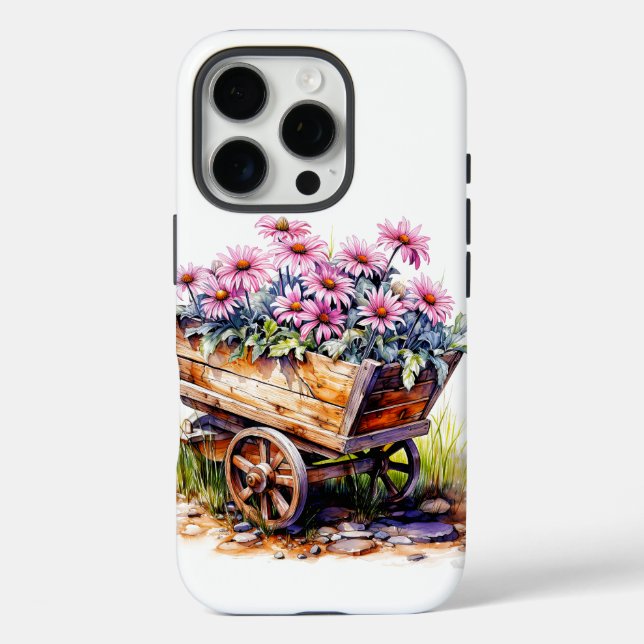 Beautiful Aster Flowers In A Wheel Barrel Case-Mate iPhone Case (Back)