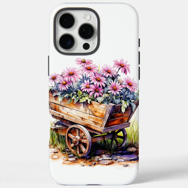 Beautiful Aster Flowers In A Wheel Barrel Case-Mate iPhone Case (Back)