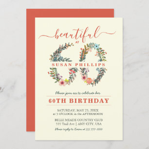 Beautiful at 60 Floral Number Invitation