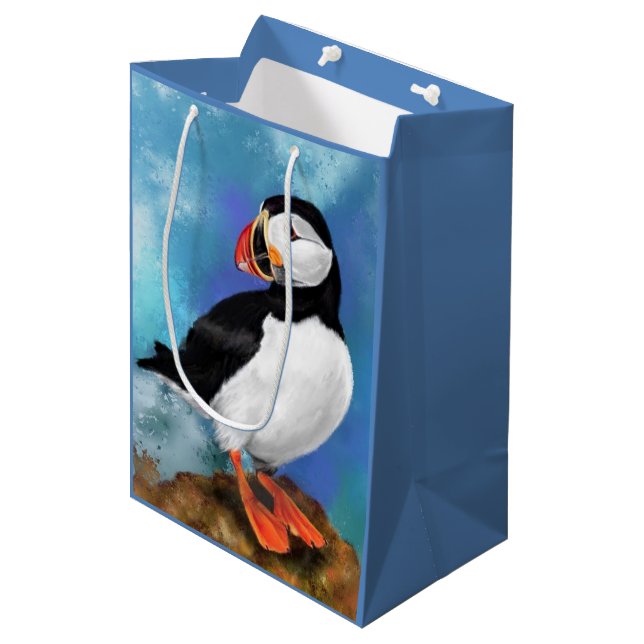 Beautiful Atlantic Puffin Bird Gift Bag (Front Angled)