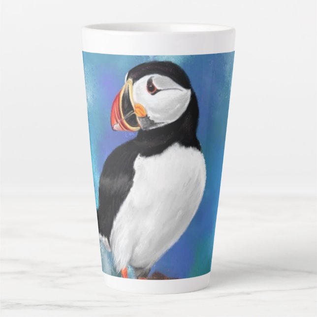Beautiful Atlantic Puffin Bird Latte Mug (Front)