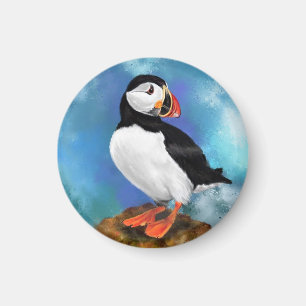 Beautiful Atlantic Puffin Bird Magnet - Painting