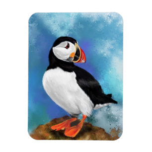 Beautiful Atlantic Puffin Bird Magnet - Painting