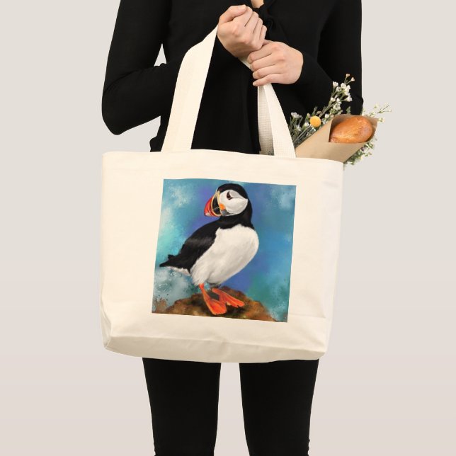 Beautiful Atlantic Puffin Bird Tote Bag (Front (Product))