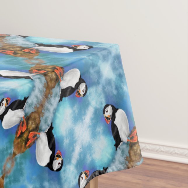 Beautiful Atlantic Puffin Tablecloth - Painting (In Situ)