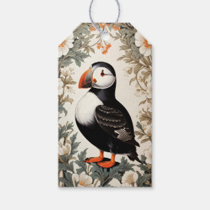 Beautiful Atlantic Puffin White Flowers Gift Tags