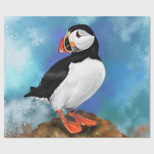 Beautiful Atlantic Puffin Wrapping Paper (Flat)