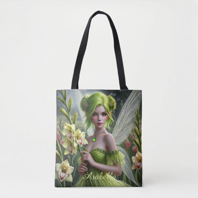 Beautiful August Fairy in Gladioli Tote Bag (Front)