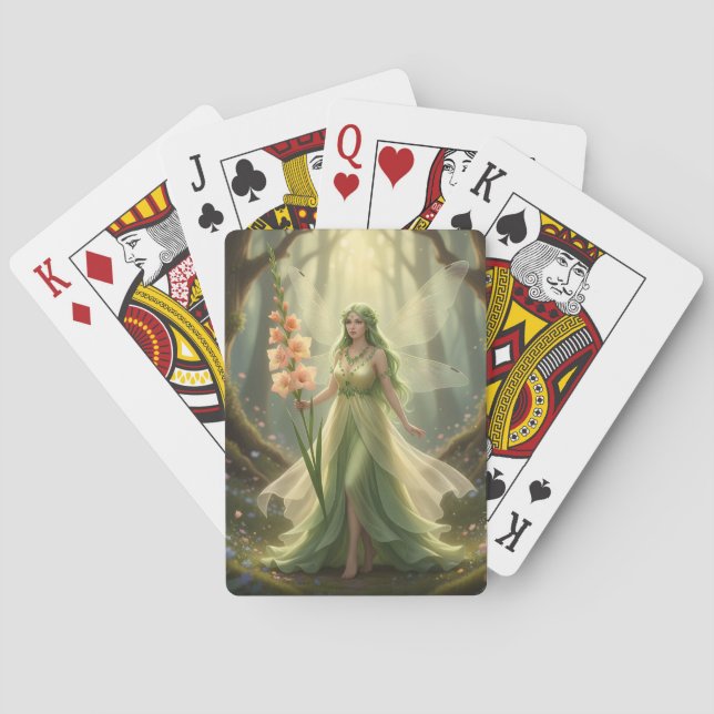 Beautiful August Peridot Fairy Playing Cards (Back)