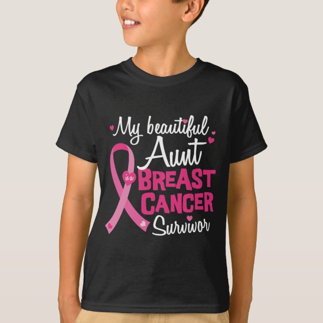 Beautiful Aunt Breast Cancer Survivor Niece Nephew T-Shirt (Front)