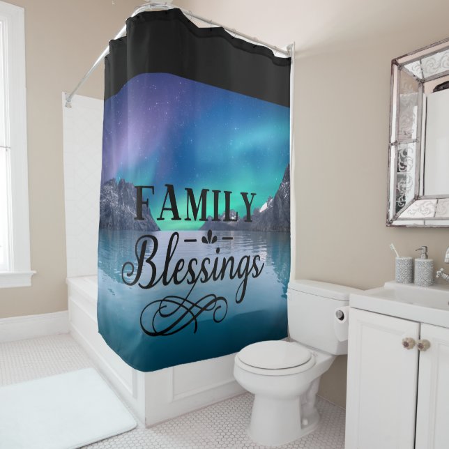 Beautiful Aurora Family Blessings Shower Curtain (In Situ)