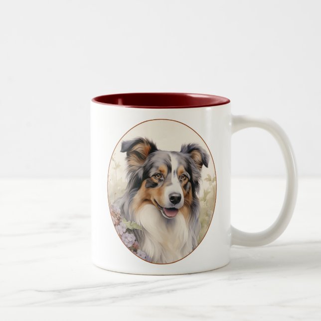 Beautiful Australian Shepherd Two-Tone Coffee Mug (Right)