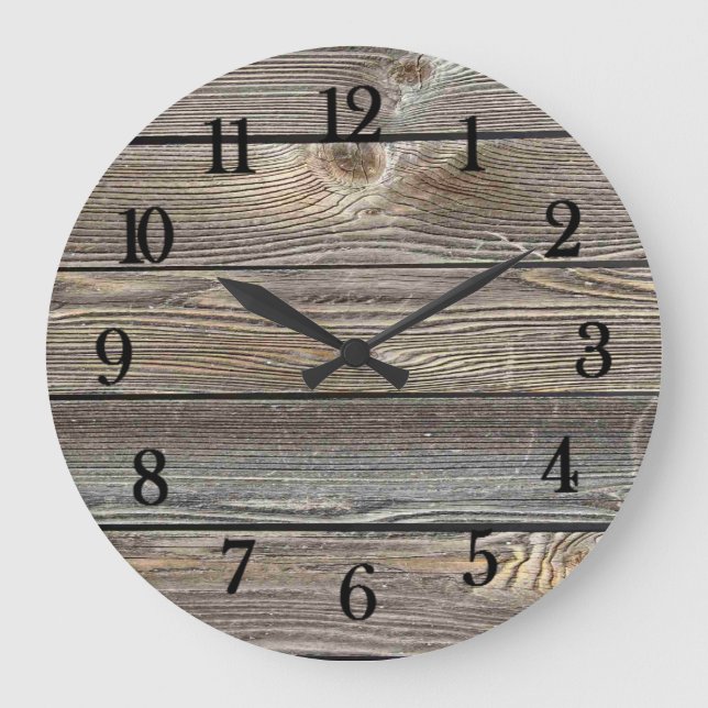 Beautiful authentic looking wood Print Large Clock (Front)
