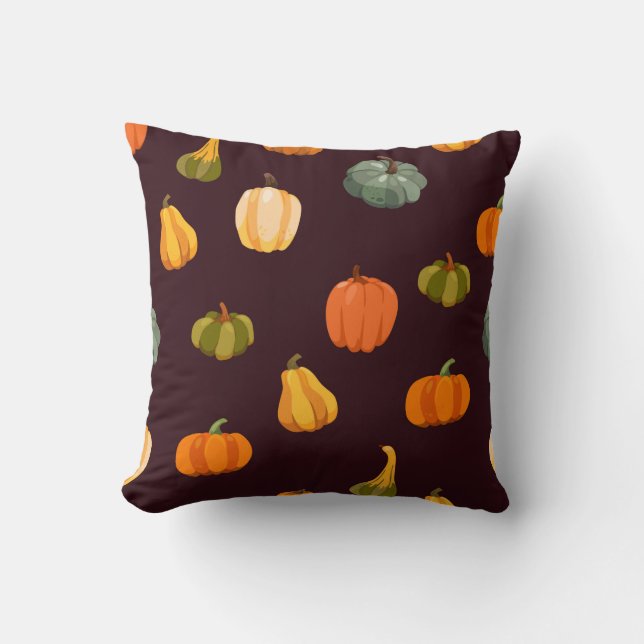 Beautiful autumn background with colourful pumpkin cushion (Front)