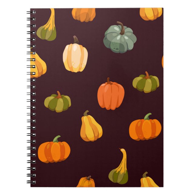 Beautiful autumn background with colourful pumpkin notebook (Front)
