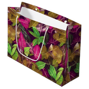 Beautiful Autumn Fall Leaves Pattern   Large Gift Bag