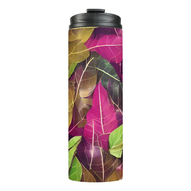 Beautiful Autumn Fall Leaves Pattern  Thermal Tumbler (Front)