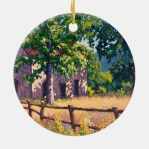 Beautiful Autumn Farm House Scene Ceramic Ornament