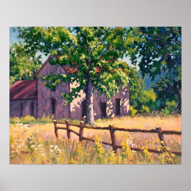 Beautiful Autumn Farm House Scene in Illinois Poster (Front)