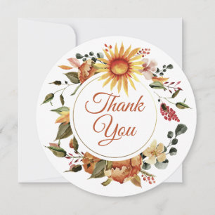 Beautiful Autumn Floral  Wreath Thank You Card
