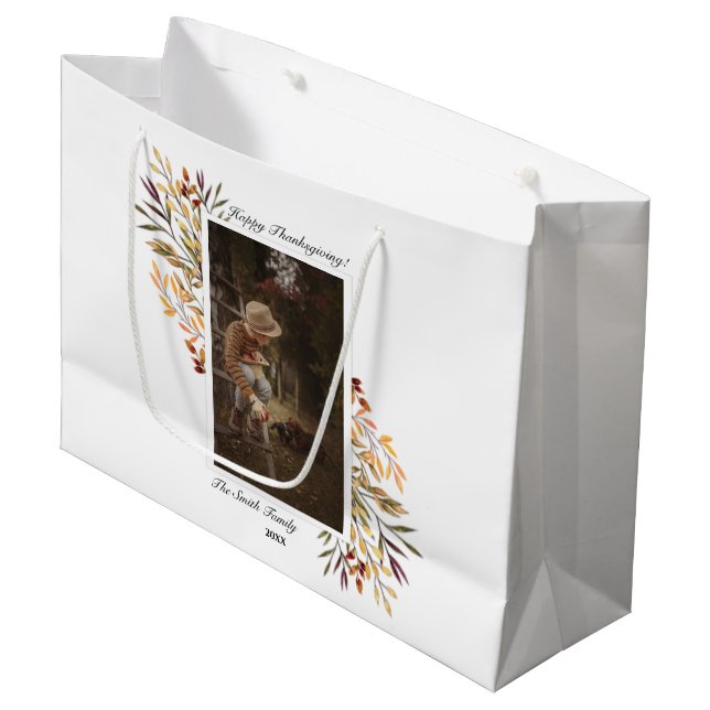 Beautiful Autumn Foliage Thanksgiving Photo Large Gift Bag (Front Angled)