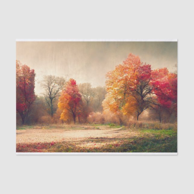 Beautiful Autumn Forest Landscape Tissue Paper (Front)