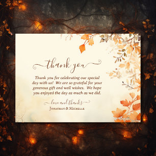 Beautiful Autumn Leaves Fall Wedding Thank You Card