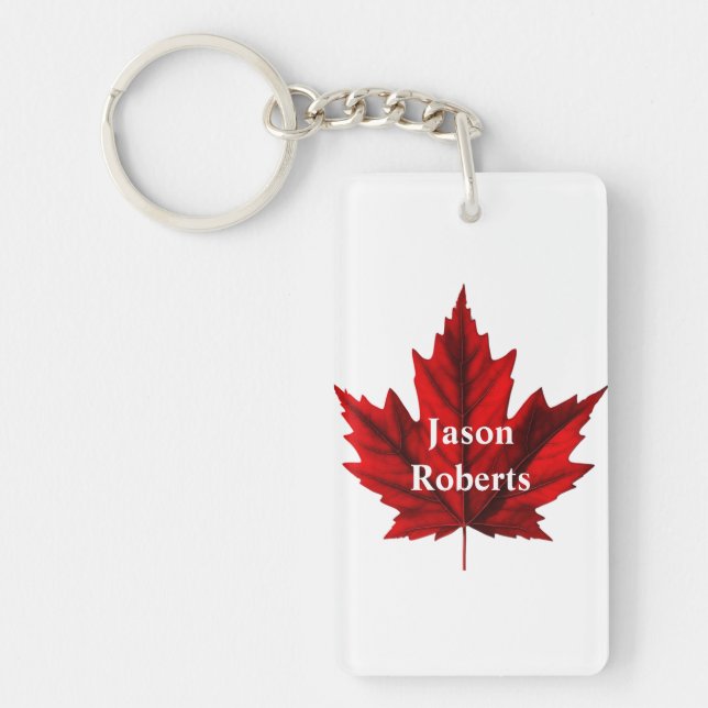 Beautiful Autumn Maple Leaf Key Ring (Front)