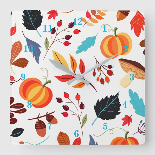 Beautiful Autumn Pattern - Beautiful Season Square Wall Clock (Front)