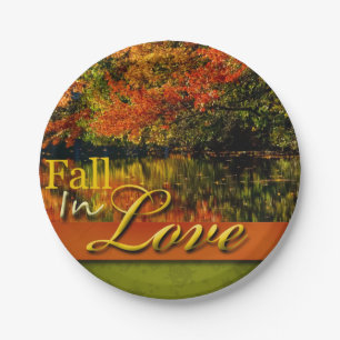 Beautiful Autumn Photo Fall In Love Wedding Rustic Paper Plate