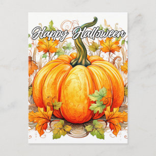 Beautiful Autumn Pumpkin Illustration Postcard