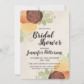 Beautiful Autumn Roses - Bridal Shower Invitation